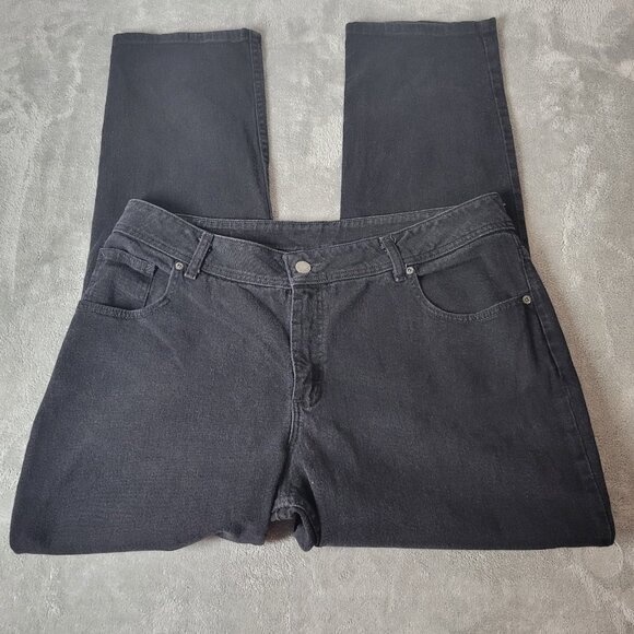 Riders Lee Womens Jeans 20W Plus Straight Leg Black Denim Wash Zip Fly SL96E - Picture 1 of 9